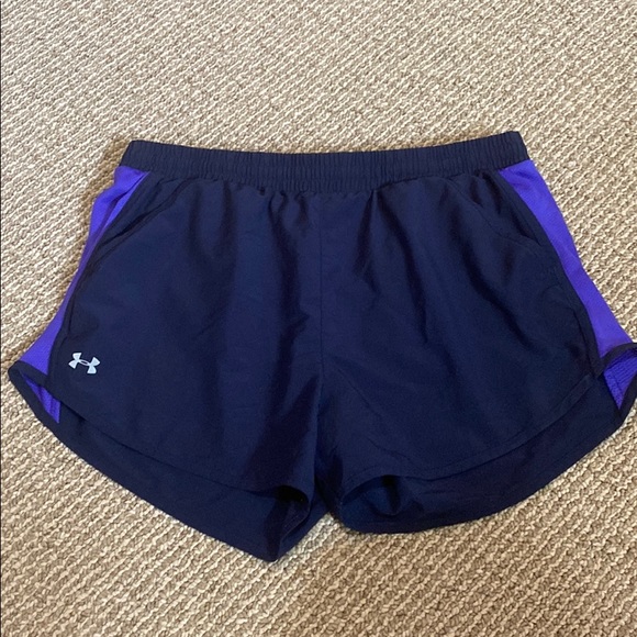 Navy and purple adidas athletic shorts - Picture 1 of 5